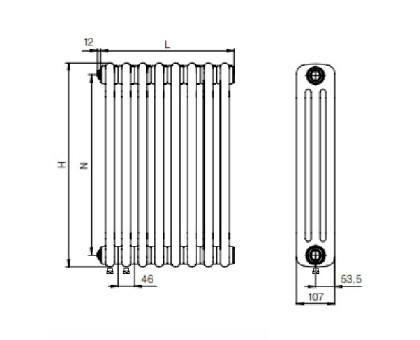 Стальной трубчатый радиатор RIFAR TUBOG TUB 3057-08-DV1