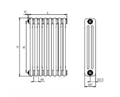 Стальной трубчатый радиатор RIFAR TUBOG TUB 3057-12-TI (Титан)