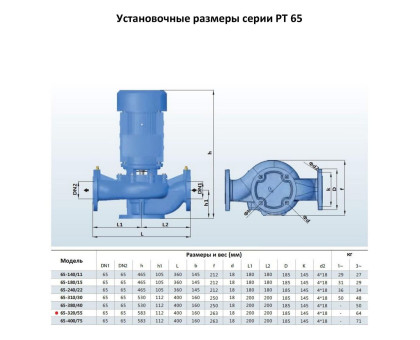 Циркуляционный насос In-Line PURITY PT 65-320/55