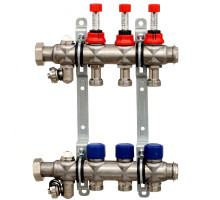 Коллекторная группа ELSEN, 1", 8 контуров, размер отвода-3/4", с вентилями и расходомерами, нержавеющая ст