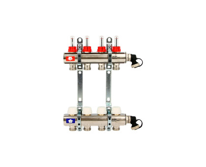 Коллекторная группа с расходомерами и термостатическими вентилями UNI-FITT серия I 1"x3/4"ЕК 11 выходов