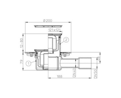 Трап Hutterer & Lechner с "сухим" сифоном, с решеткой HL3120, Клик-Клак, с горизонтальным выпуском, со снимаемой насадкой 12 - 80 мм, DN 40/50 [Артикул: HL 510NPr...